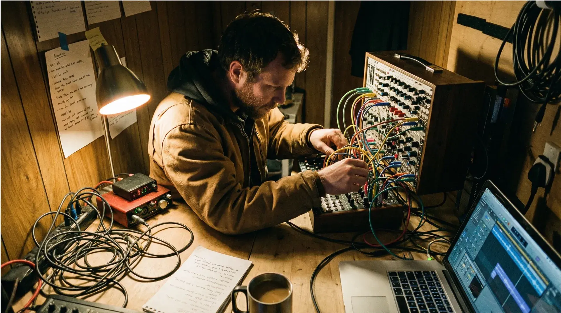 Industry veteran in professional recording studio