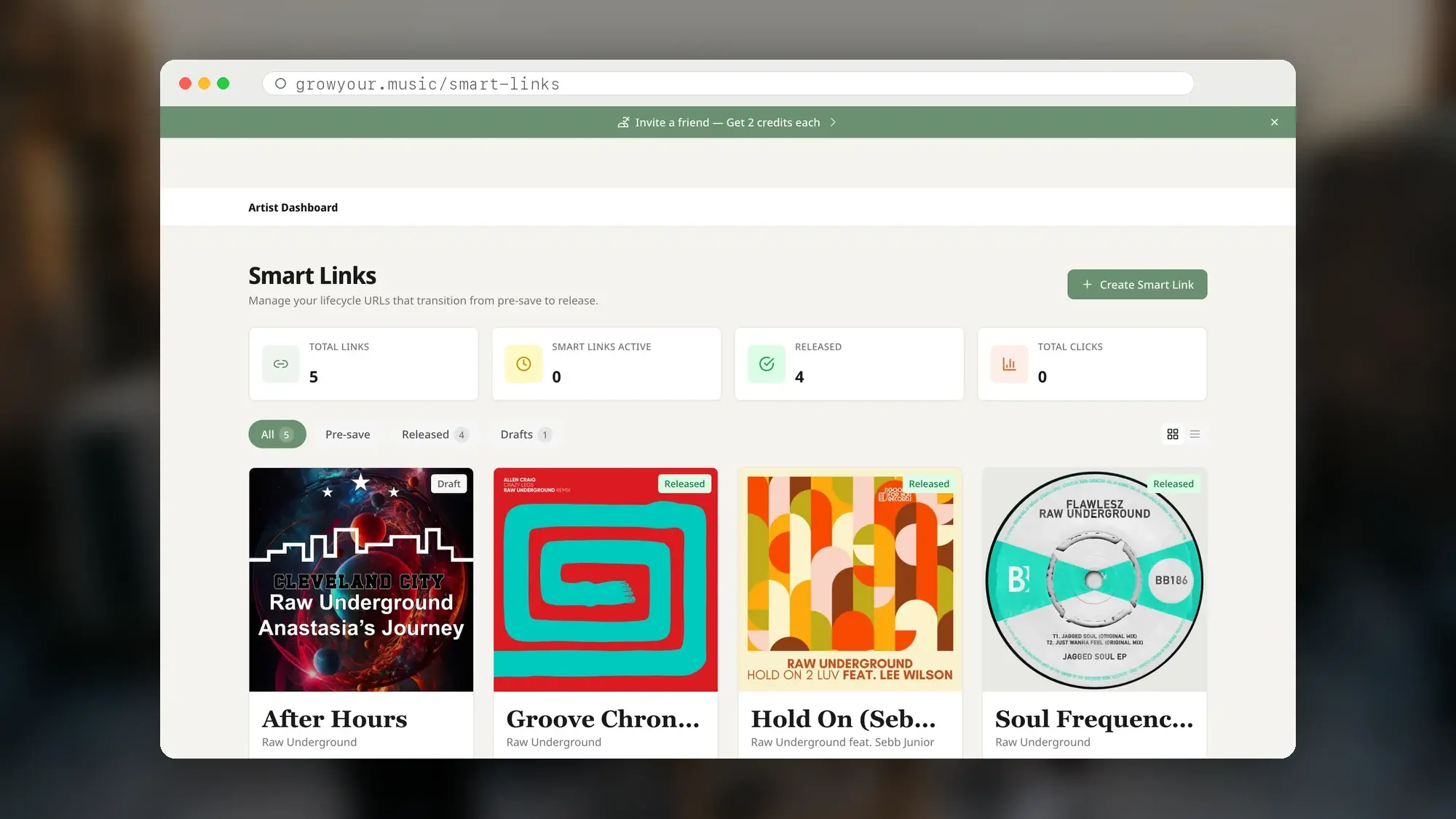 Smart Links dashboard shown on a desktop computer