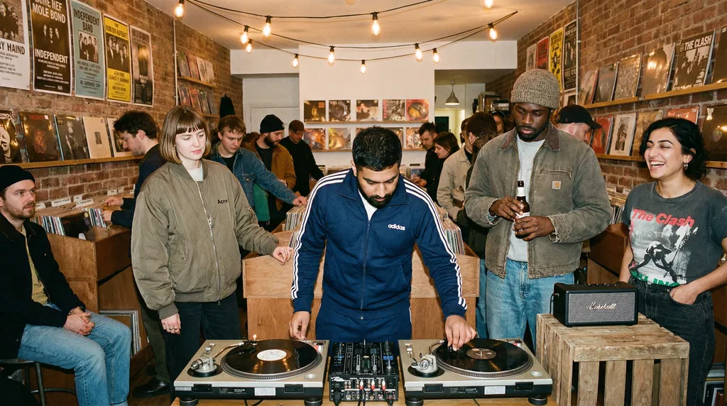 Record store listening party for an indie dance and disco release